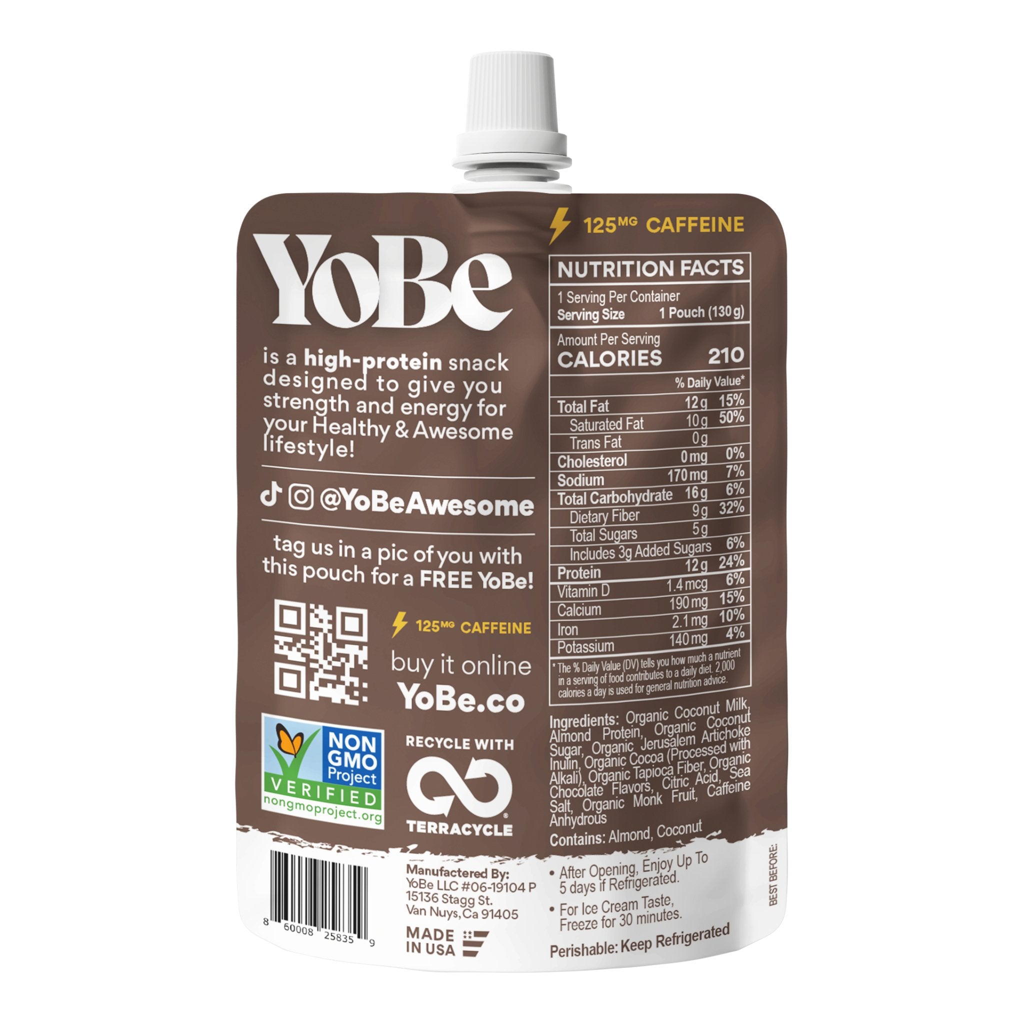 Chocolate - Energy (125mg Caffeine) - YoBe.co