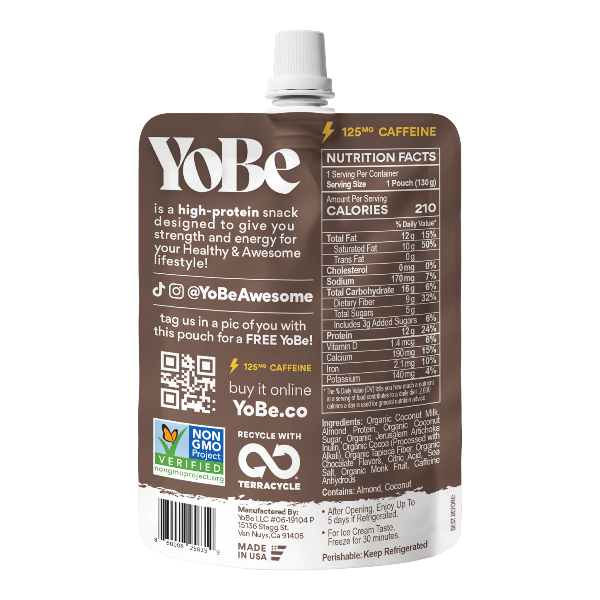 Chocolate - Energy (125mg Caffeine) - YoBe.co